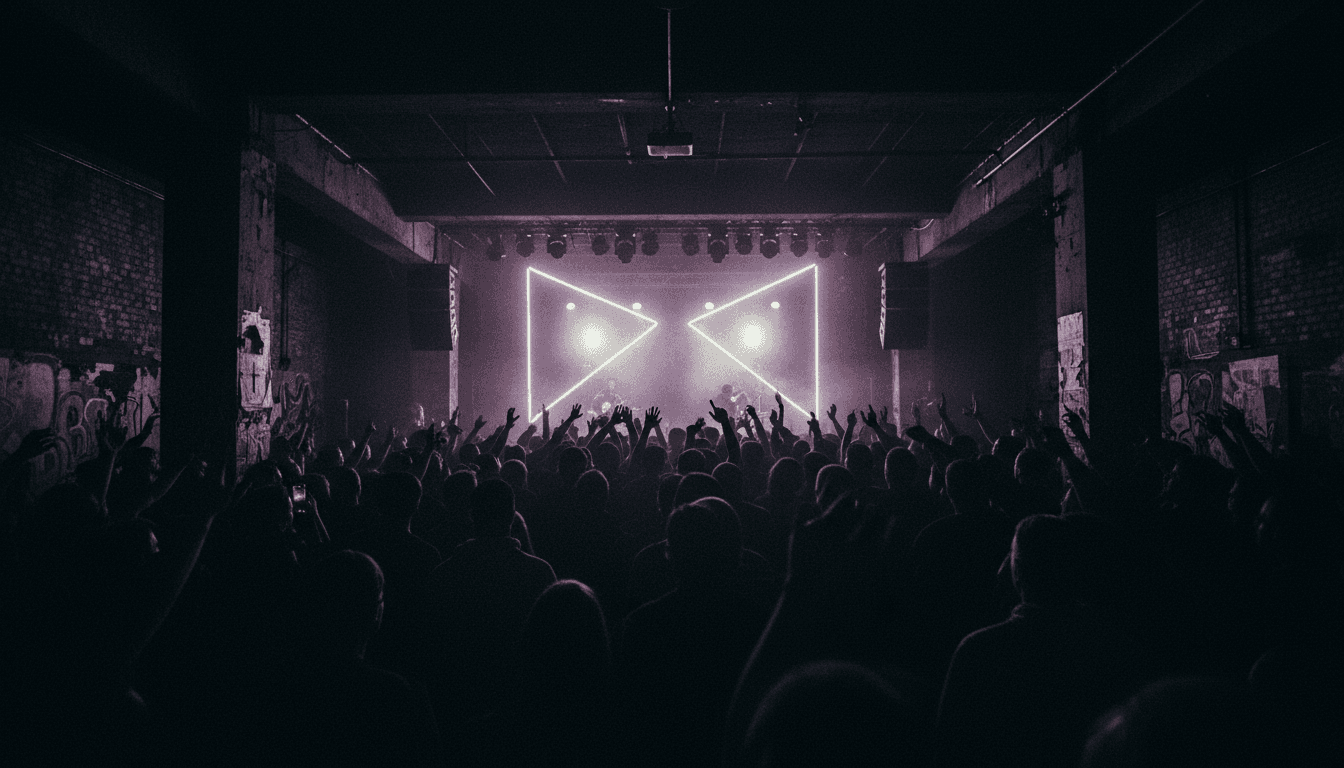 Crowd at a live music show with purple stage lights in Philadelphia